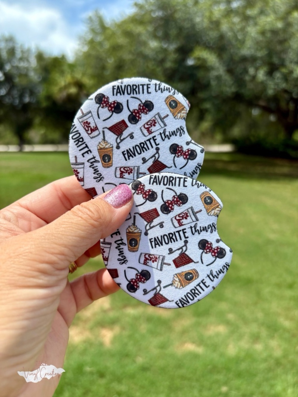 Cute Mouse Inspired Car Coasters Set of 2